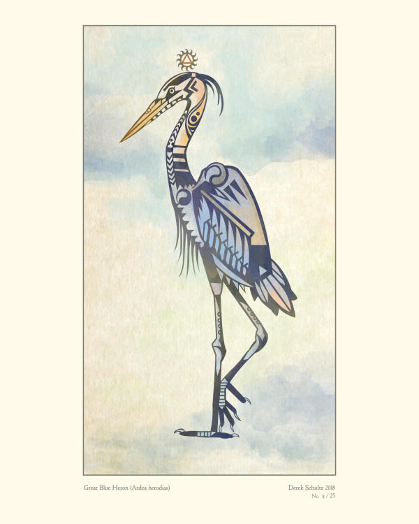 DS-012.005 / Great Blue Heron / 11x14" / 5/25 by Derek Schultz