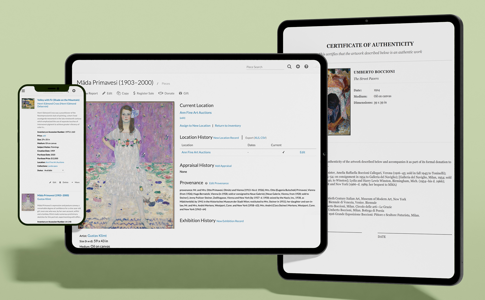 Artwork Archive on various devices