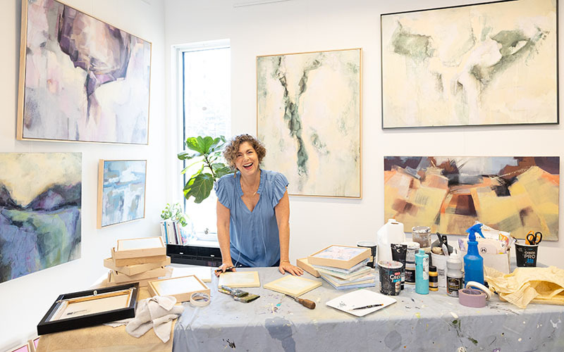 Artist Ann Flemings in her studio