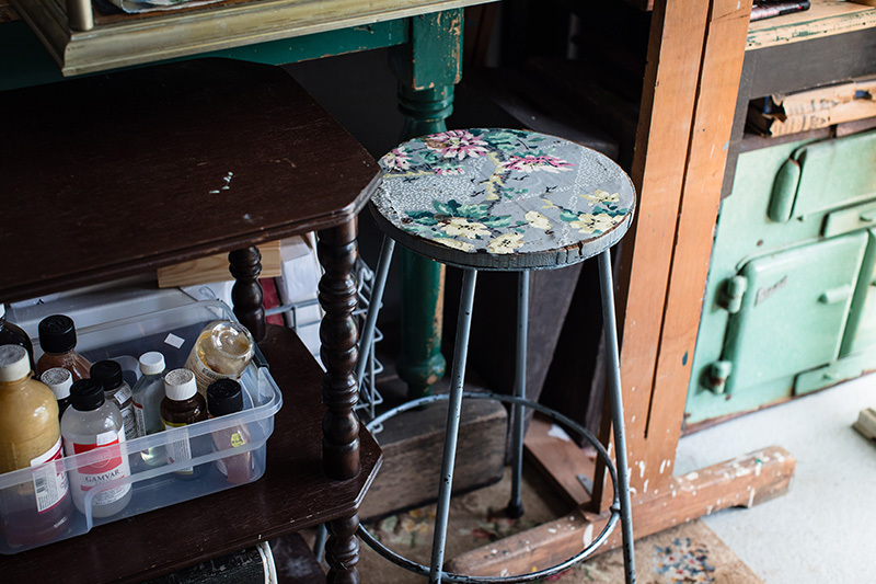 A stool in an artist's studio