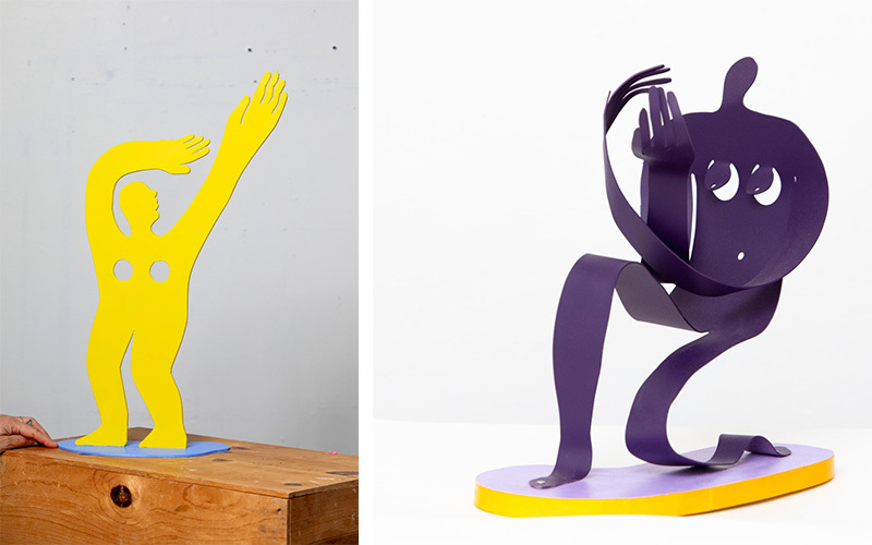 Colorful metal sculptures of people