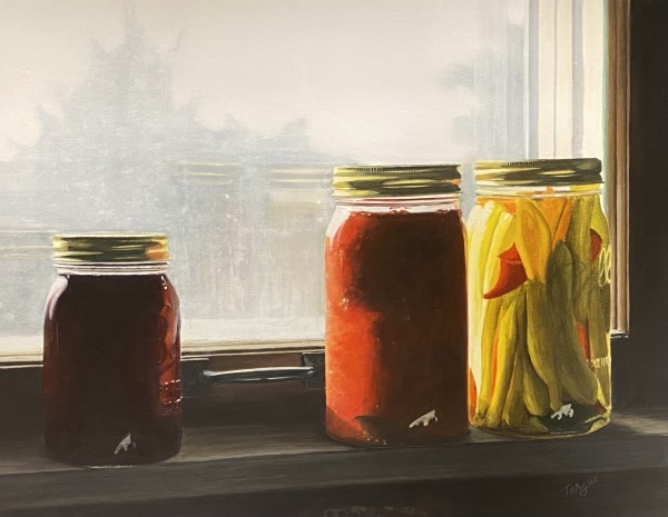 Banana Peppers in a Window by Nancy Teague