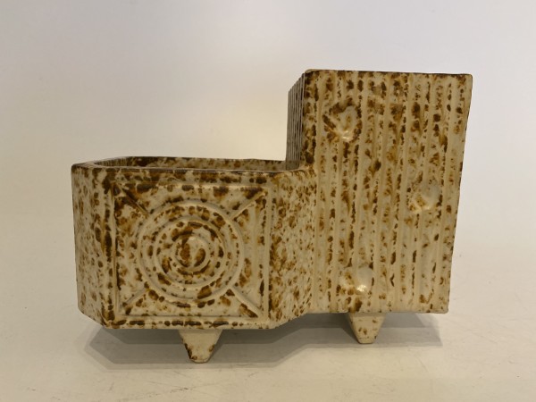 Two compartment ceramic ikebana vase