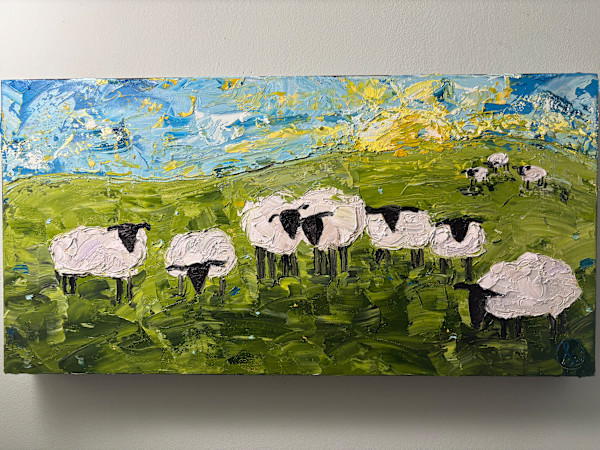 Sunny Day, Sheep On A Hillside by Sarah Wold