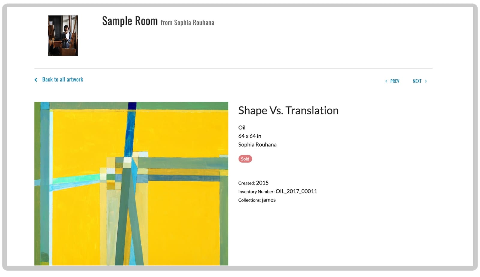 Detailed artwork view in private room