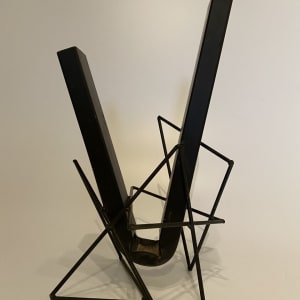 V-shaped metal ikebana vase by Ping Wei