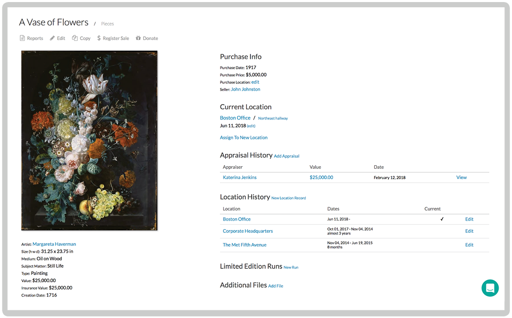Art provenance tracking for estate planning