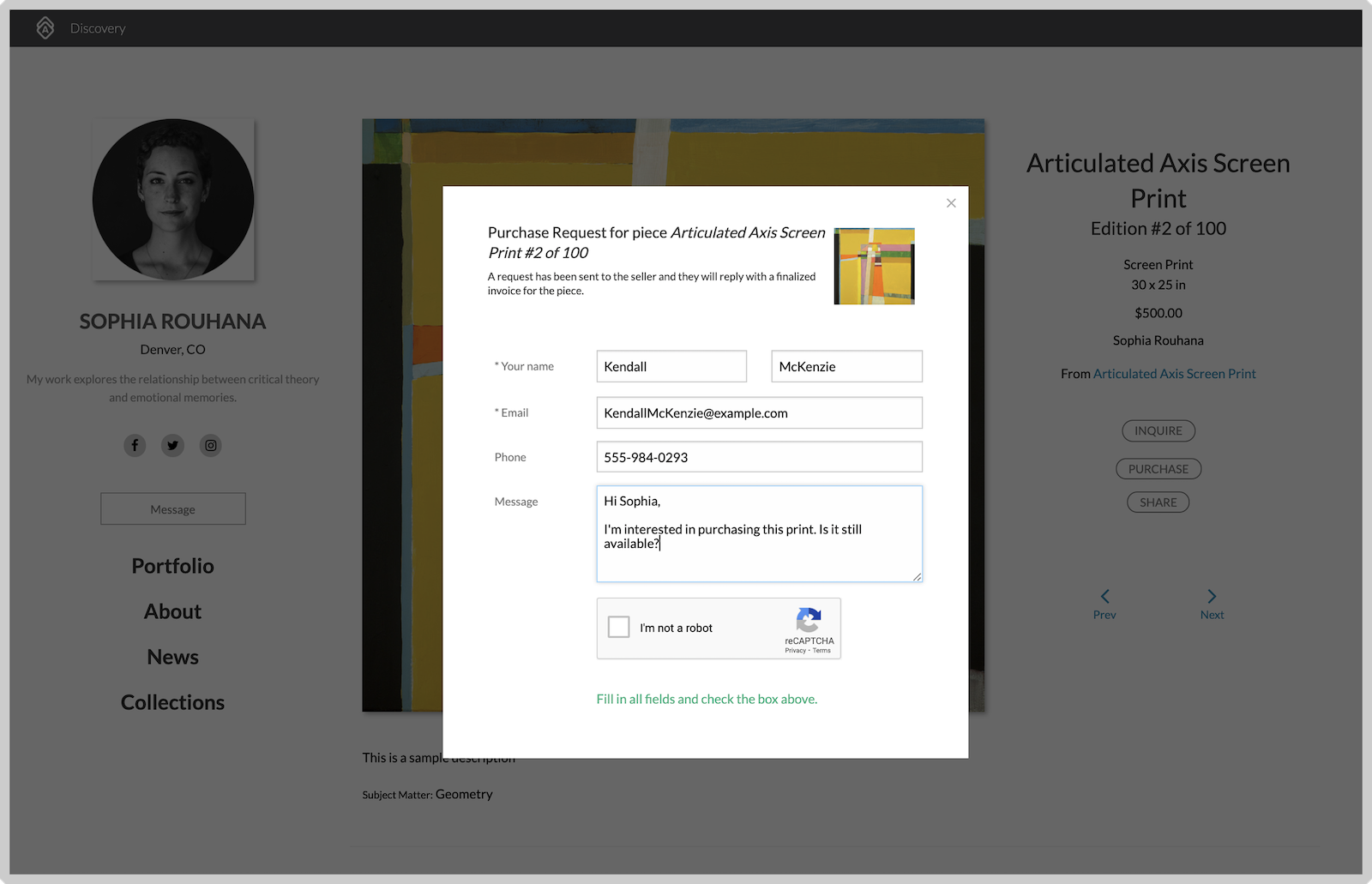Sales tracking interface